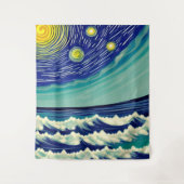 月の星（青と白） タペストリー (正面)