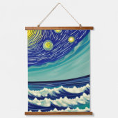 月の星（青と白） 吊り下げ型タペストリー (正面2)