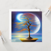 月の景観の盆栽 カード (正面/裏面インサイチュ)