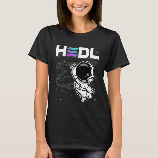 月の暗号にHodl Solanaソールコイン宇宙飛行士 Tシャツ (正面)