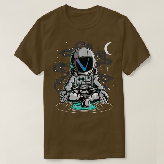 月の暗号への宇宙飛行士ヨガベカインVETコイン Tシャツ (デザイン正面)