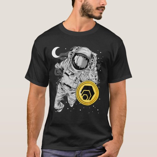 月の暗号トックに16進コインに到達する宇宙飛行士 Tシャツ (正面)