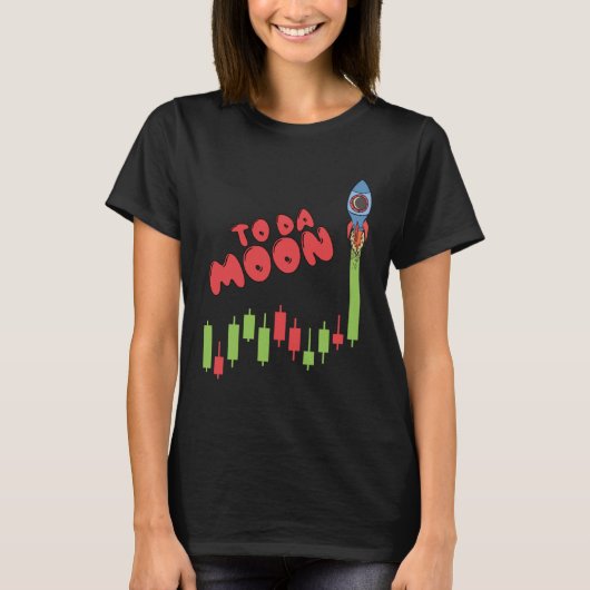 月の暗号取引ロケットにロケットAnを在庫 Tシャツ (正面)