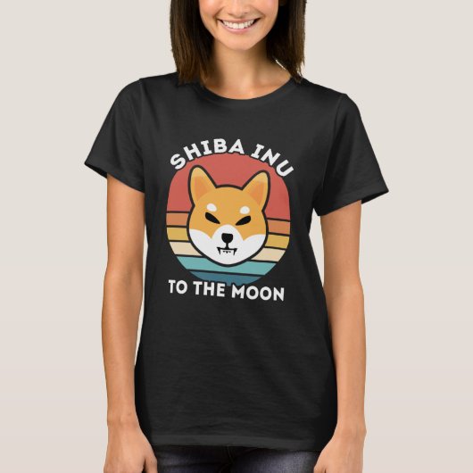 月の暗号通貨への柴犬 Tシャツ (正面)