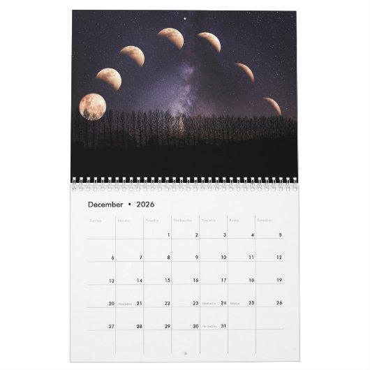 月の月満月のサイクルを見る カレンダー (12月 2026)