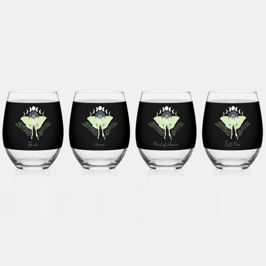 月の月相 ステムなしワイングラス (正面)