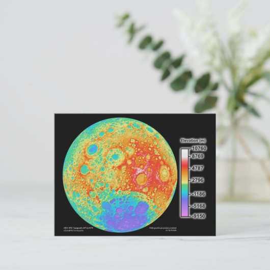 月の月面の地形図 ポストカード (スタンド正面)