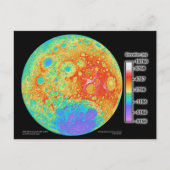 月の月面の地形図 ポストカード (正面)