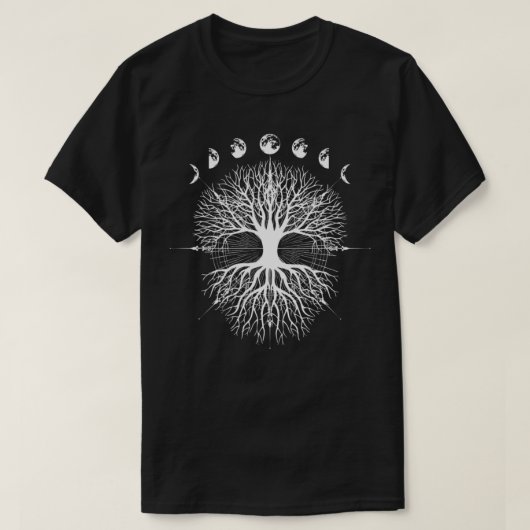 月の木の相伝神秘的な禅ヨガ Tシャツ (デザイン正面)