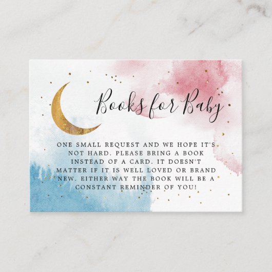 月の本のリクエストに青いピンク エンクロージャーカード (正面)