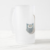 月の柔らかいフクロウ フロストグラスビールジョッキ (正面左)