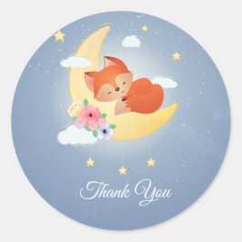 月の森の可愛い小さなキツネ ラウンドシール