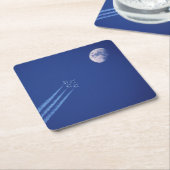 月の横にジェット機 |ブリティッシュコロンビア スクエアペーパーコースター (アングル)