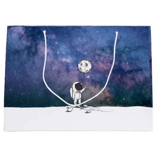 月の気球の宇宙が付いている宇宙の宇宙飛行士は主演します ラージペーパーバッグ (正面)