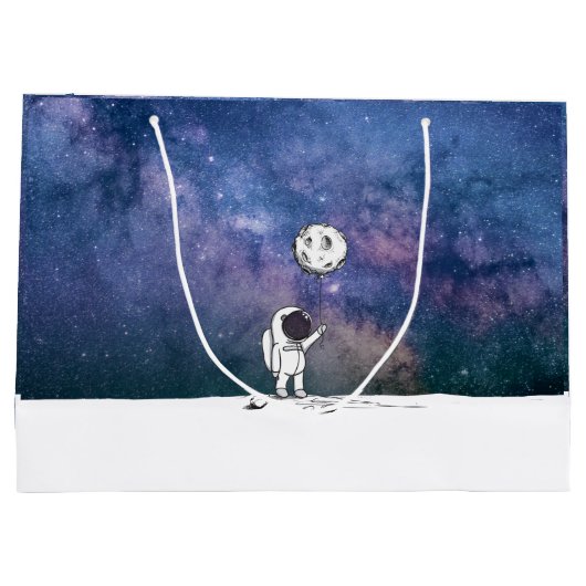 月の気球の宇宙が付いている宇宙の宇宙飛行士は主演します ラージペーパーバッグ (裏面)