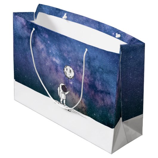 月の気球の宇宙が付いている宇宙の宇宙飛行士は主演します ラージペーパーバッグ (裏面アングル)