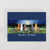 月の水に入ったお洒落猫の絵はがき ポストカード (正面/裏面)