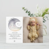 月の水のカラーカードでの誕生発表 案内状 (スタンド正面)