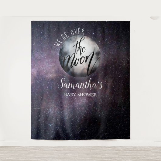 月の水の上の色の赤ちゃんシャワー タペストリー (正面)