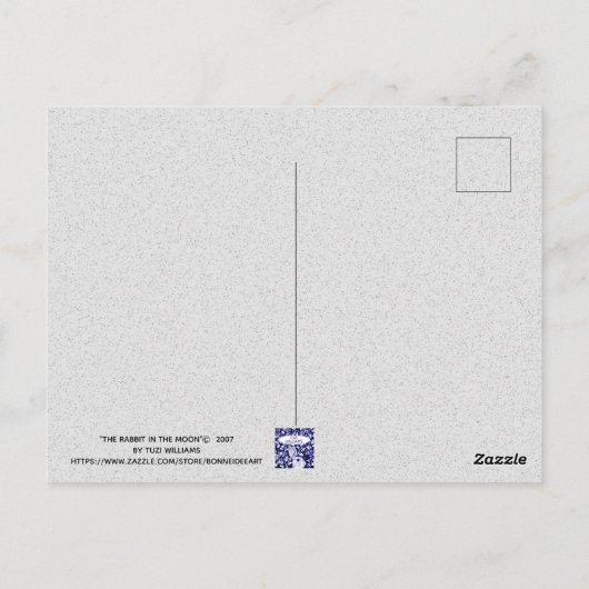 月の水の色のお洒落アートのウサギ ポストカード (裏面)