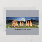 月の水の色のお洒落アートのウサギ ポストカード (正面/裏面)