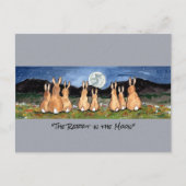 月の水の色のお洒落アートのウサギ ポストカード (正面)