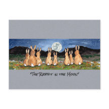 月の水の色のお洒落アートのウサギ