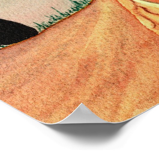 月の水の色のライフアートの木 ポスター (角)