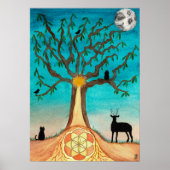 月の水の色のライフアートの木 ポスター (正面)