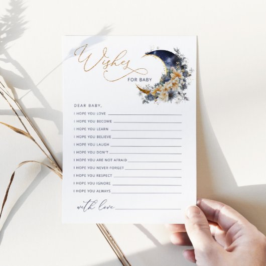 月の海軍の上で金ゴールドの願いベビーカード 招待状