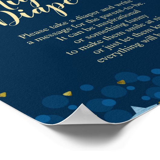 月の海軍の赤ん坊のシャワー夜遅くのおむつを越えて ポスター (角)