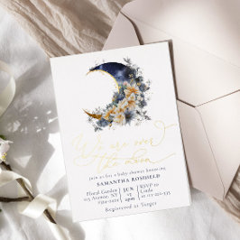 月の海軍の金ゴールドの赤ちゃんシャワー 箔招待状