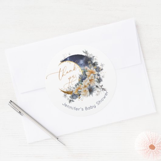 月の海軍の金ゴールドは君をホイル感謝していする ラウンドシール (封筒)