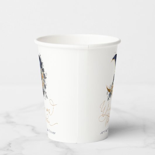 月の海軍の金ゴールドフォイルの赤ちゃんシャワー上 紙コップ (右)