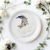 月の海軍の金ゴールドフォイルフローラの赤ちゃんシャワー上 ペーパープレート