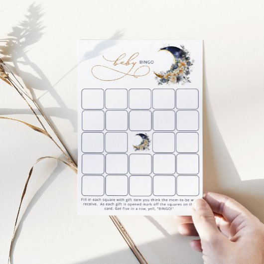 月の海軍の金ゴールドベビービンゴゲームカード 招待状