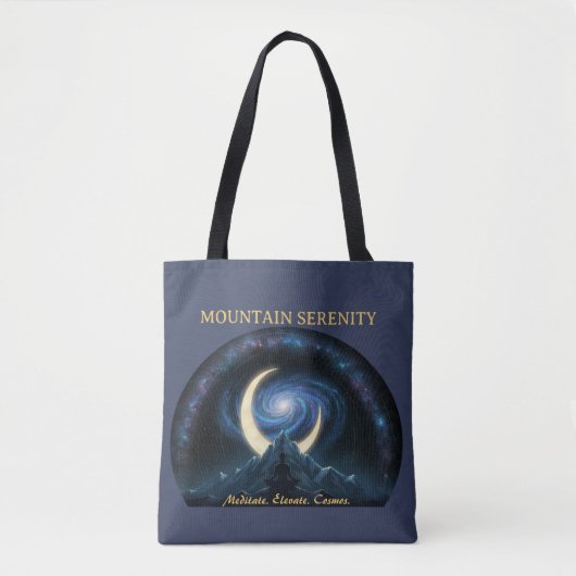 月の満ちない夜の宇宙瞑想 Mountain Serenity Cosmic Meditation トートバッグ (正面)