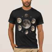 月の満ち欠け曼荼羅 天文学アート Tシャツ (正面)