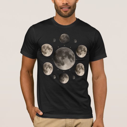 月の満ち欠け曼荼羅 天文学アート Tシャツ (正面)