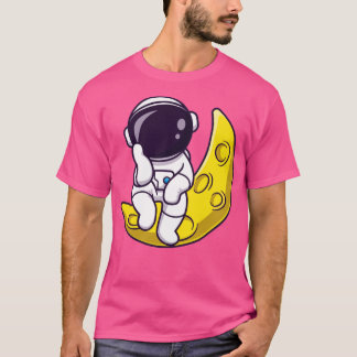 月の漫画に座っている宇宙飛行士 Tシャツ