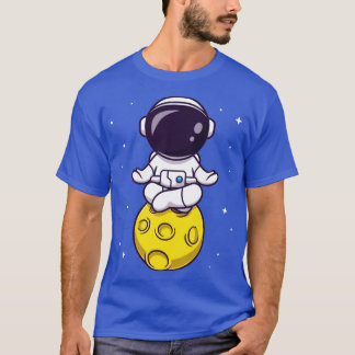 月の漫画に浮かぶ宇宙飛行士の瞑想 Tシャツ