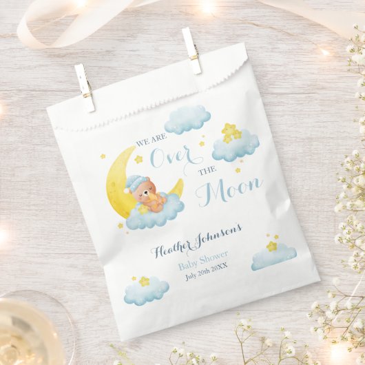 月の熊の男の子のシャワーの上 フェイバーバッグ (クリップ留めされた状態)