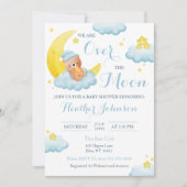 月の熊の男の子のシャワーの上 招待状 (正面)