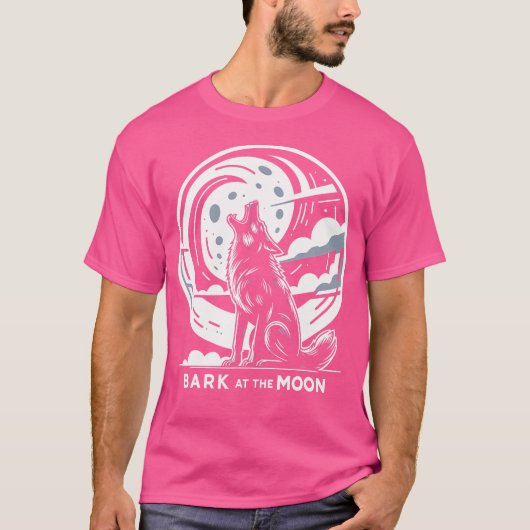 月の狼に吠えおもしろいて女を呼ぶ Tシャツ (正面)