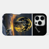 月の狼の雄叫び iPhoneケース (裏面横)