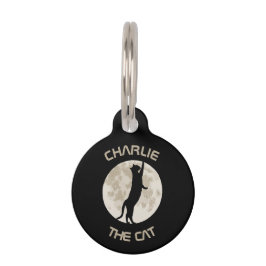 月の猫のパーソナライズされた名前 ペット　ネームタグ