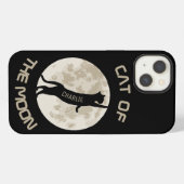 月の猫のパーソナライズされた名前 iPhoneケース (裏面横)