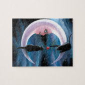 月の猫581の黒猫 ジグソーパズル (横)