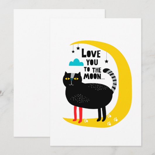 月の猫 ノートカード (正面/裏面)