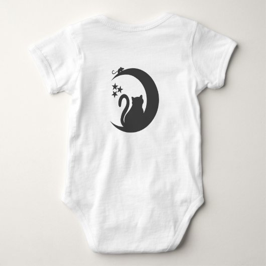 月の猫-背景色の選択 ベビーボディスーツ (裏面)